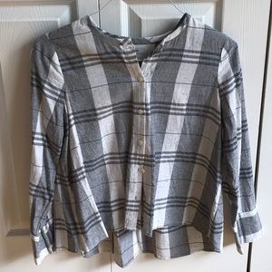 Madewell high low plaid shirt
